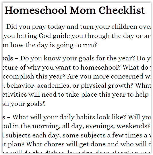 homeschool checklist